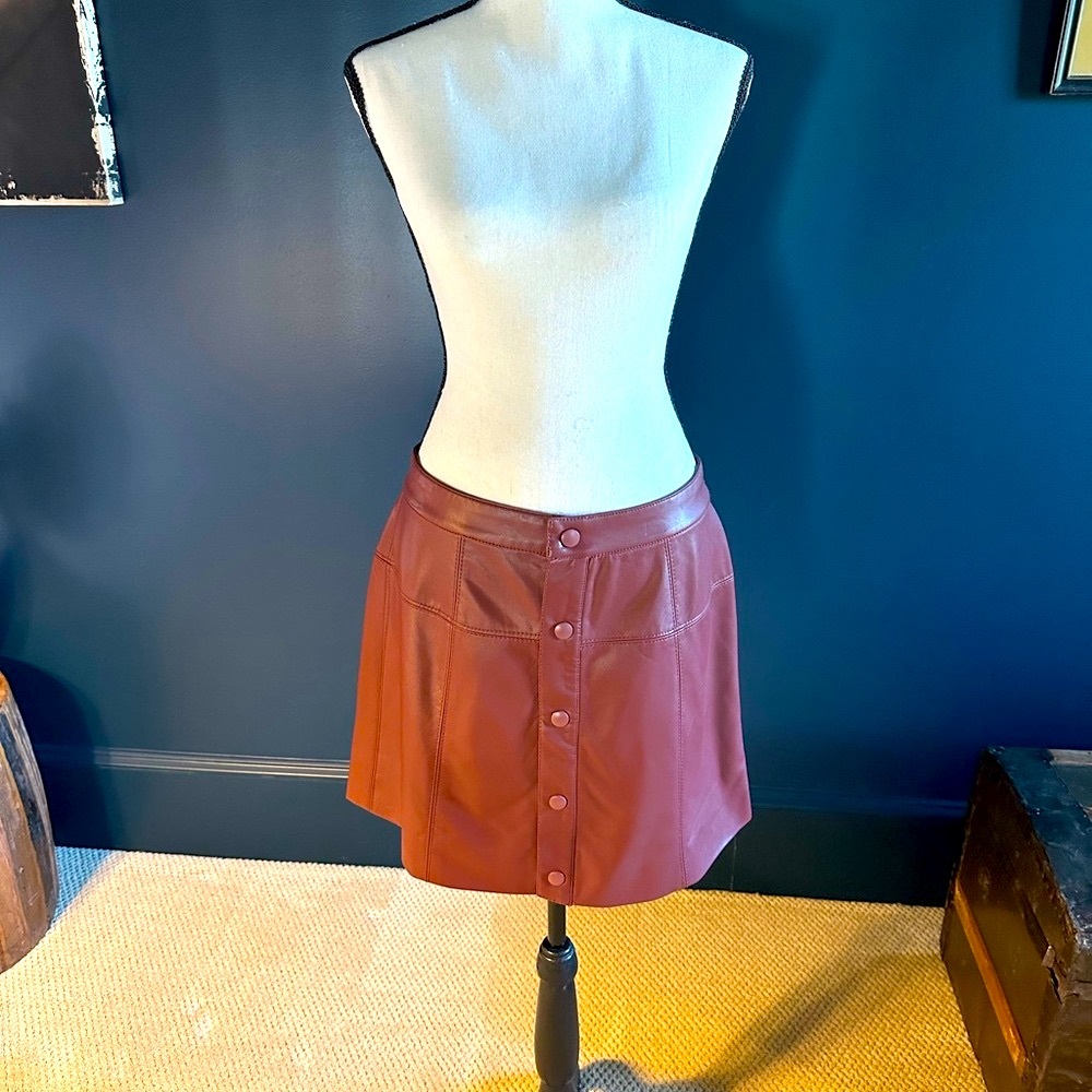Free People Maise button front faux leather Mini Skirt